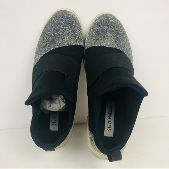 Steve Madden Shoes | Steve Madden Iman Silverblack Slip‎ On sneakers Size 9 - Picture 10 of 10